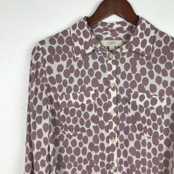 Loft Button Down Blouse Long Sleeve Small - Picture 2 of 7
